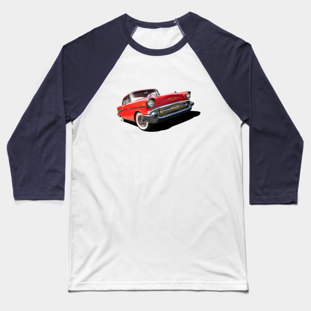 1957 chevrolet bel air in red Baseball T-Shirt by candcretro